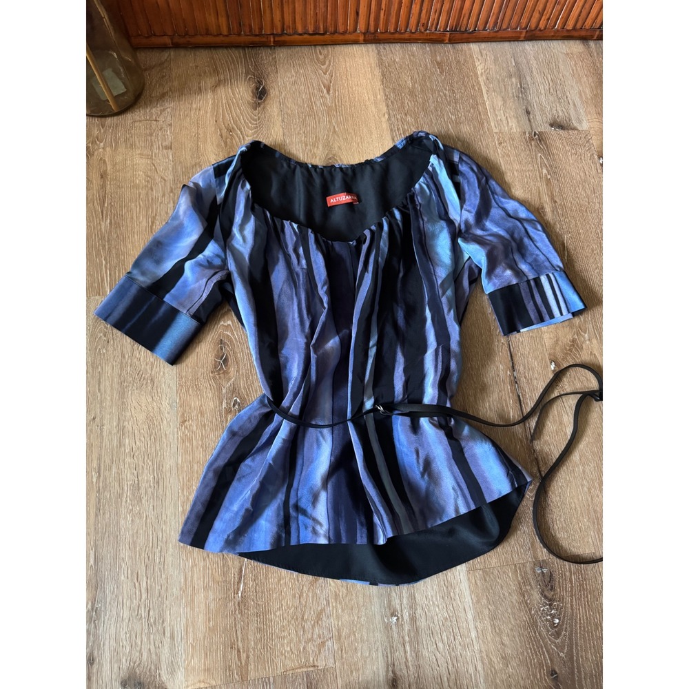 Altuzarra Nika Belted Printed Silk Crepe De‎ Chine Blouse Size 40